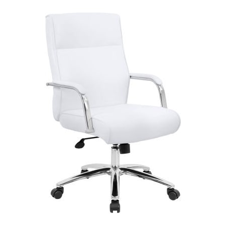 Boss Office Products Boss Modern Executive Vinyl Conference Chair - White B696C-WT